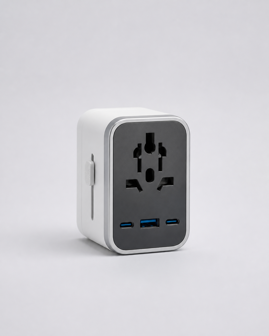 YONGAOBE Atlas Universal Travel Adapter — cool neutral catalogue hero